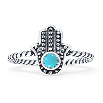Hamsa Hand Ring 11.7mm Turquoise Oxidized 925 Sterling Silver Wholesale
